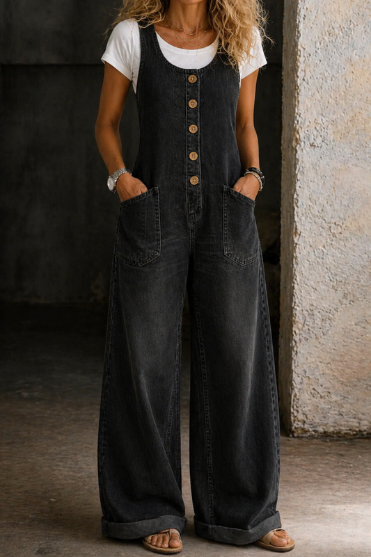 Bethany | Salopette in denim di cotone lavato in stile vintage