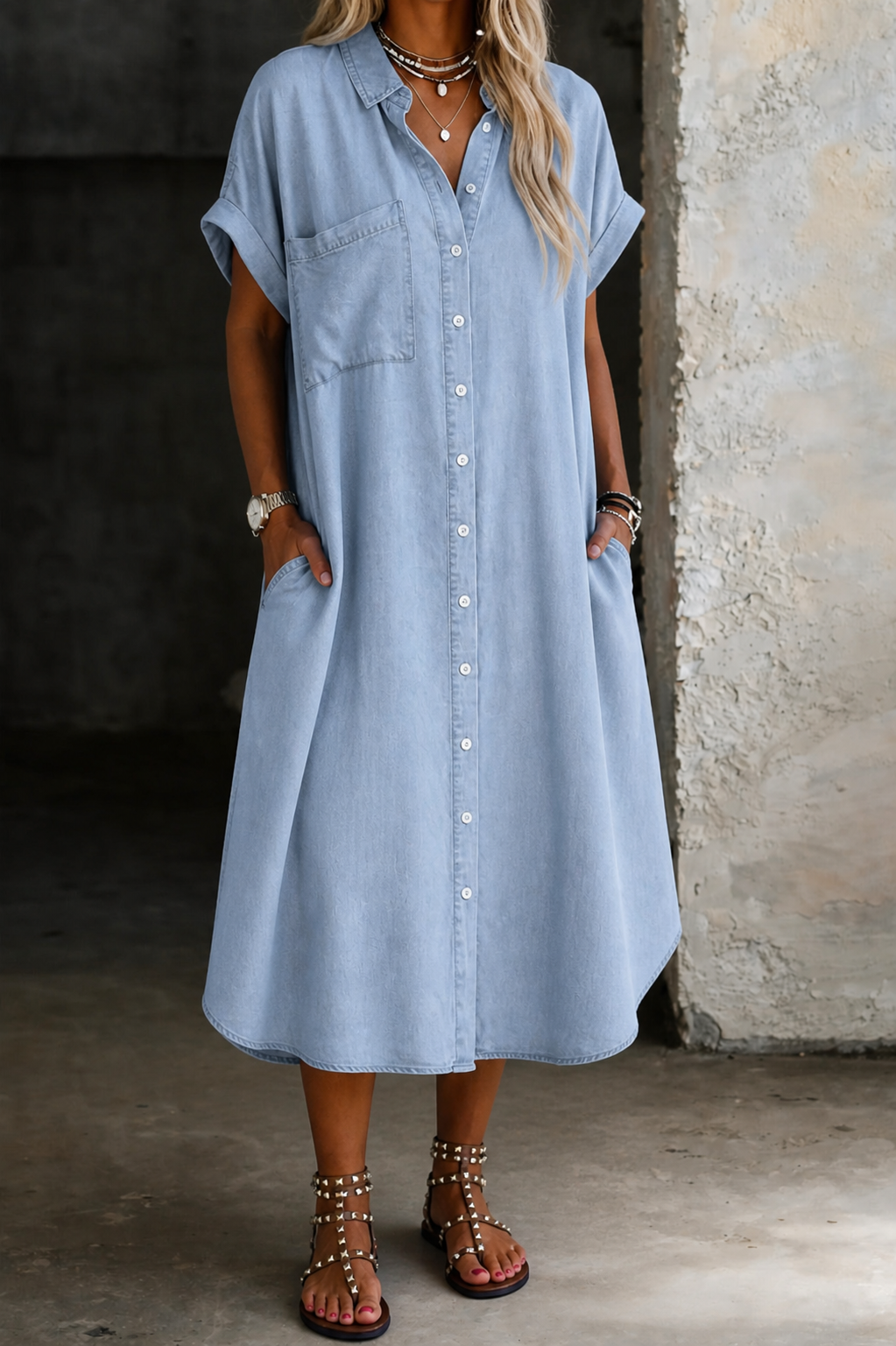 Karen | Vestito chemisier in denim leggero