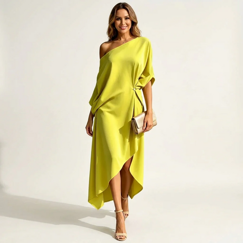 Orlean | Abito monospalla asimmetrico drappeggiato