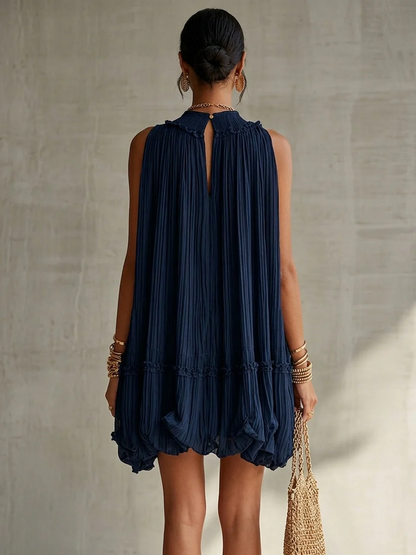 CAMILLA | MINI ABITO CHIFFON CON COLLO ALL'AMERICANA E GONNA BALLOON